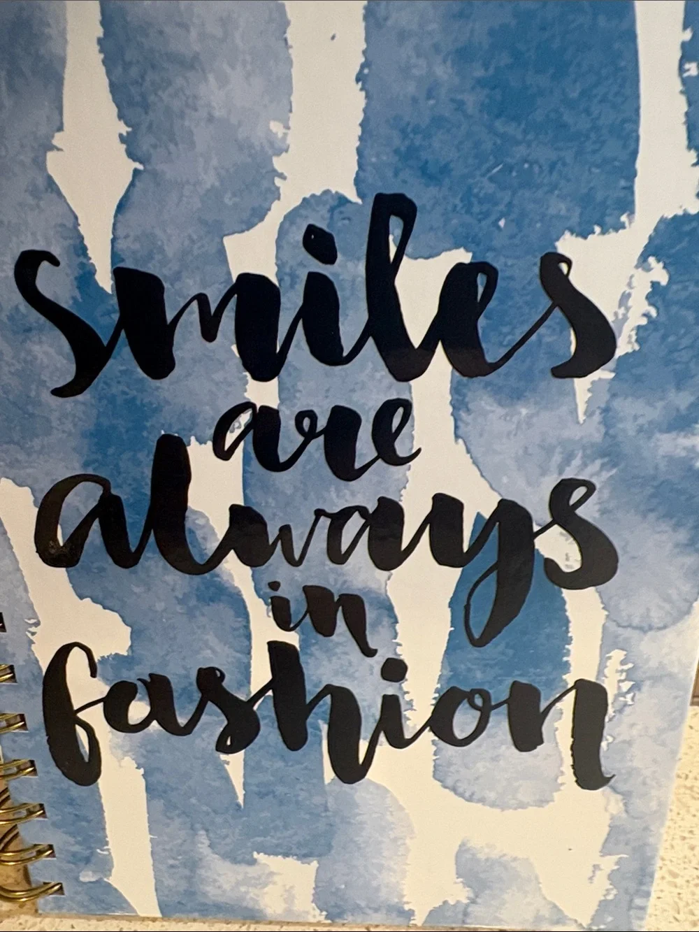 Blue Watercolor Spiral Journal with Inspirational Cover and Pen